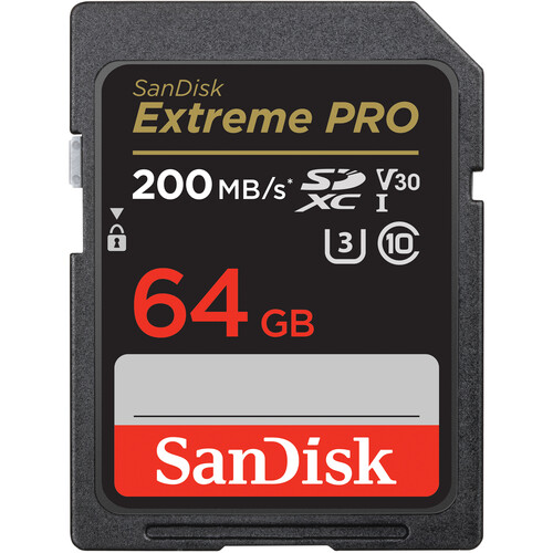 כרטיס זיכרון sandisk extreme pro sd 64gb 200mb/s