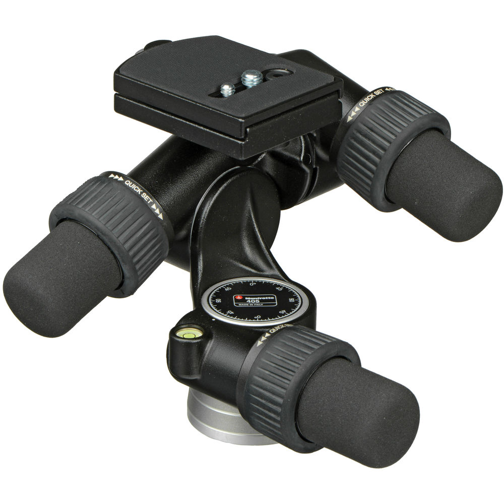 ראש חצובה Manfrotto 405 3-Way ראש הטיה עם פלטת שחרור מהירה 410PL