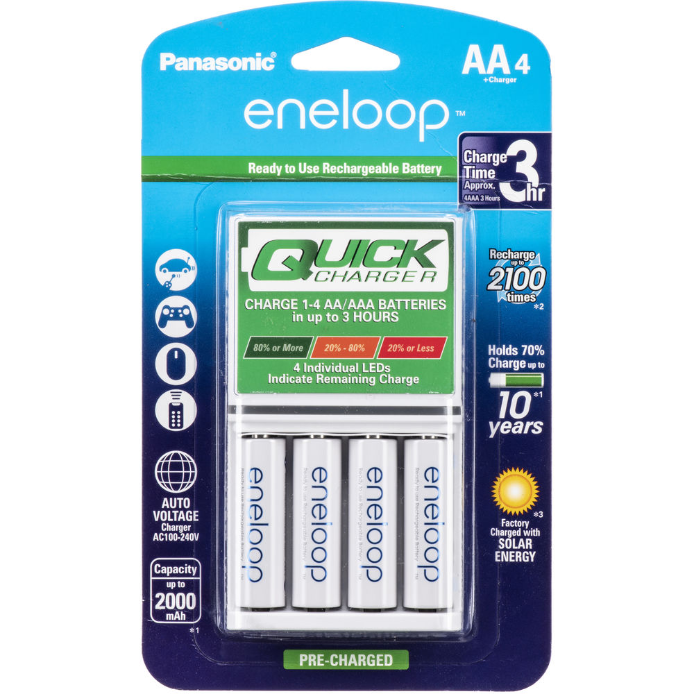 4 סוללות ומטעןPanasonic Eneloop 2000mAh